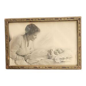 Vintage Black And White Photograph Mother And Baby 4X6  Framed Precious